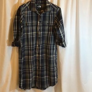 Cotton plaid shirt dress